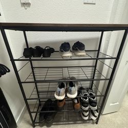 Shoe Rack With Wood Top Shelf