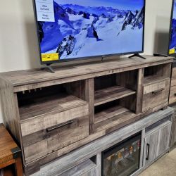 NEW EXTRA LARGE TV STAND W/ FIREPLACE OPTION MULTIGRAY COLOR || SKU#ASHTW200TC