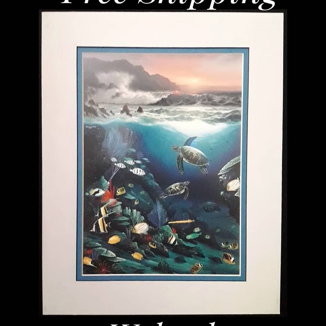 Wyland/Tabora, 11" x 14" Fine Art Calender Print. Mounted on Acid Free Foam Core. Double Matted on Acid Free Matt Board