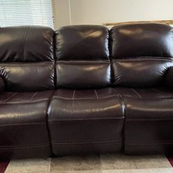 Leather Reclining Sofa 4 Sale