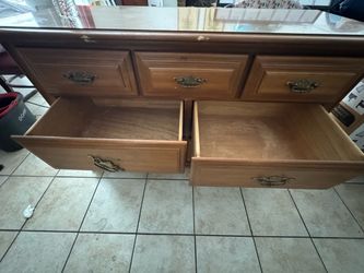Wooden Dresser with Brass Hardware