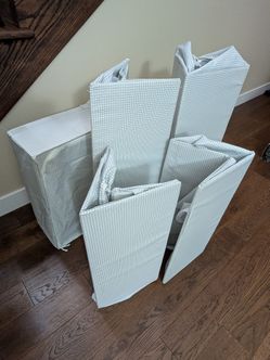 Storage boxes: 2 small 3 large, 5 total (measurements in description)