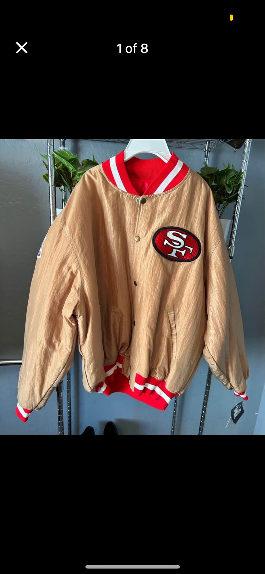 VINTAGE MADE IN USA 80's STARTER San Francisco 49ers SATIN JACKET IN SIZE XL