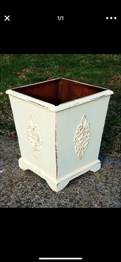 Shabby chic wastebasket...antique container