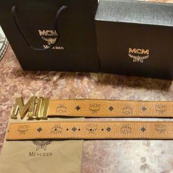 M brown Monogram Reverse Belt 