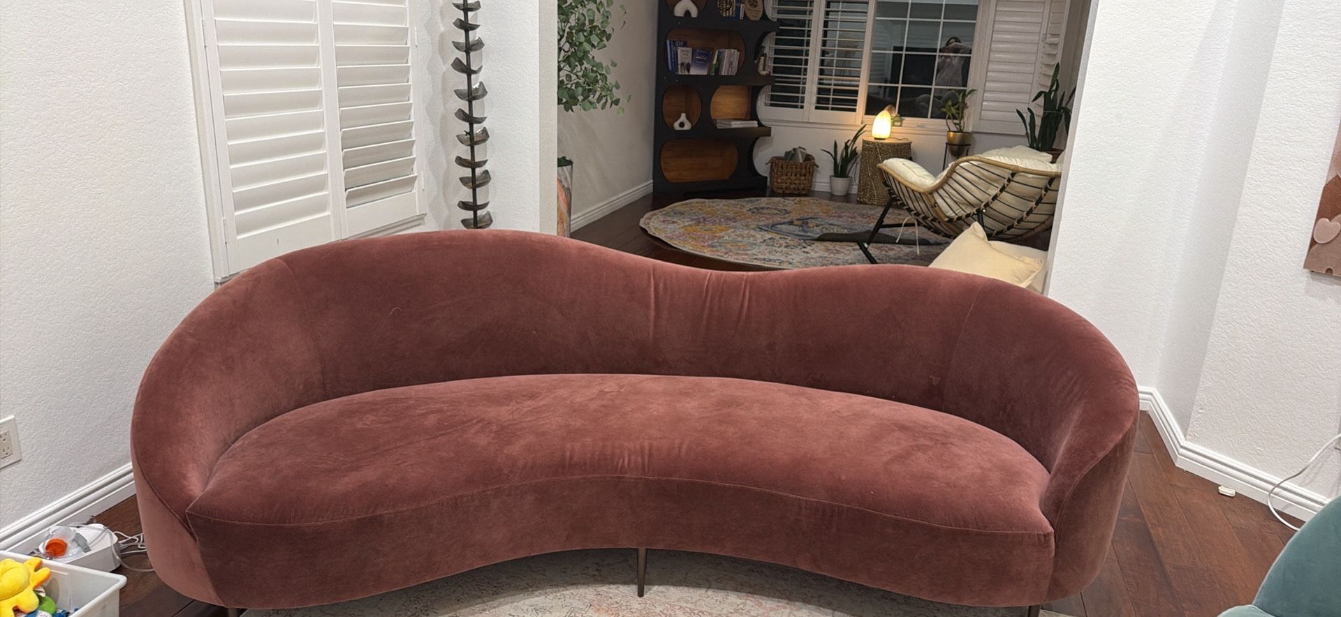 CB2 96.5" Rose Velvet Sofa