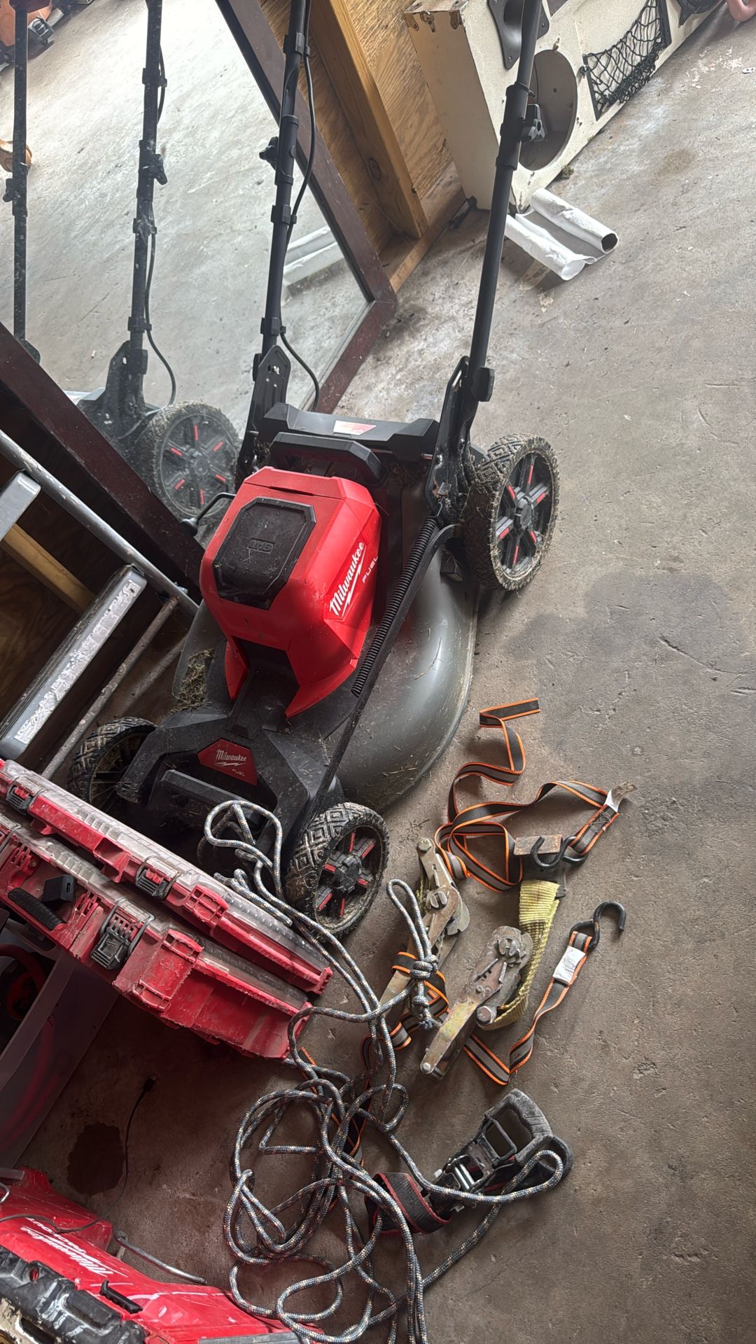 Milwuakee Mower With Battery And Charger And Weedeater
