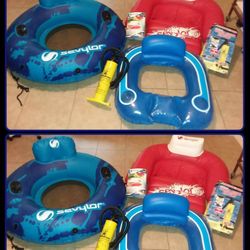X4 Pool River Lake Water Blowup Raft Floating Chair Tube Double Action Air Pump Lot