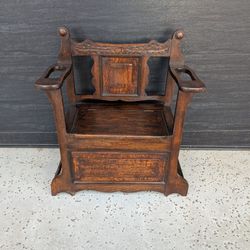 Antique Oak Monks Hall Chair Umbrella Stand