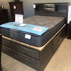 Grey Storage 4 Piece Bedroom Set - Emily USB 