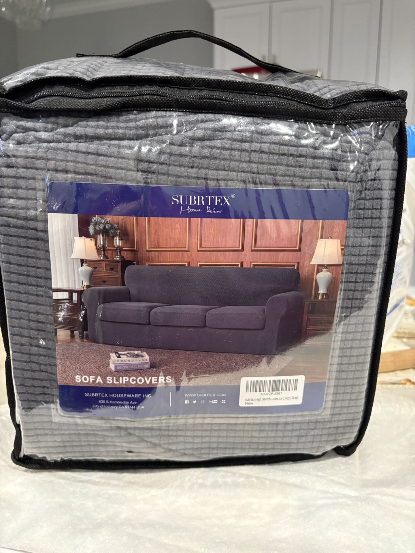 Slipcover For Long Couch. Brand New, Gray