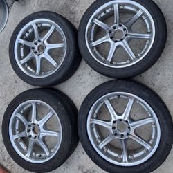 4 —- 215/50r17 4x100 4x3.94 4x114.3 4x4.5 Chrome Civic Xb Xa Miata Fit Versa Sentra Accord Rims Wheels Tires!!!