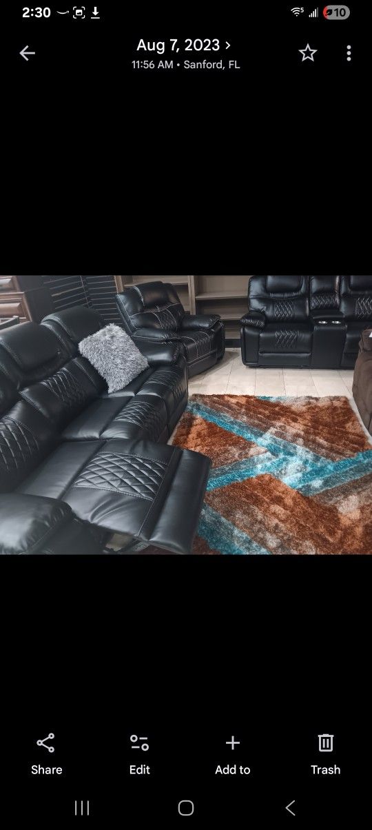 *Weekend Special!!!*---Best Selling Santiago Black Leather Reclining Sets---Now $1699!!!---Delivery/$10 Down Financing🤭