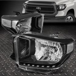 2014 - 2021 Toyota Tundra Black Housing Clear Corners Headlight Replacement Headlamps 