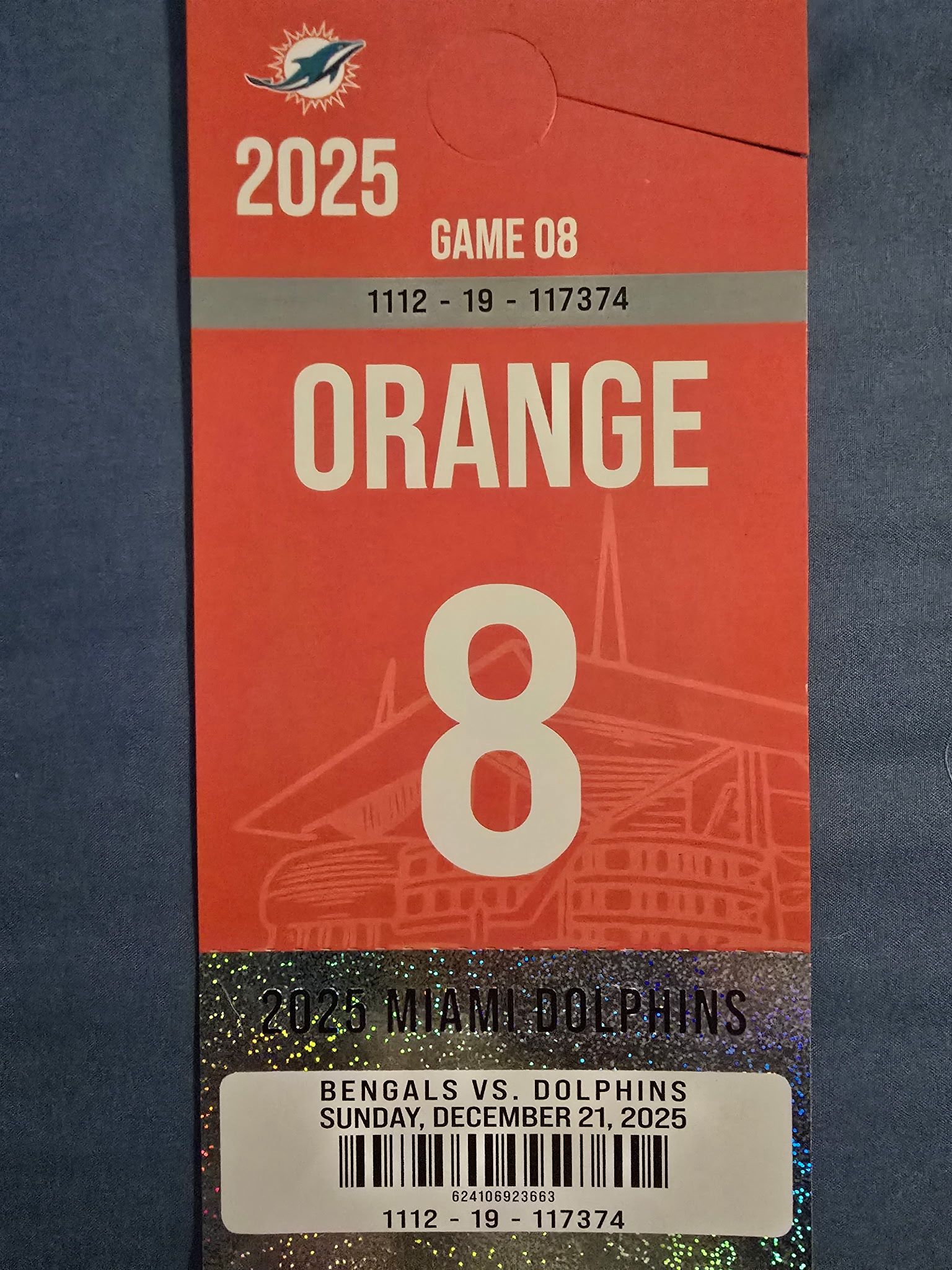 Miami Dolphins Orange Parking Pass
