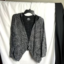 Maurices Black & White Marbled Cardigan Hoodie Sm