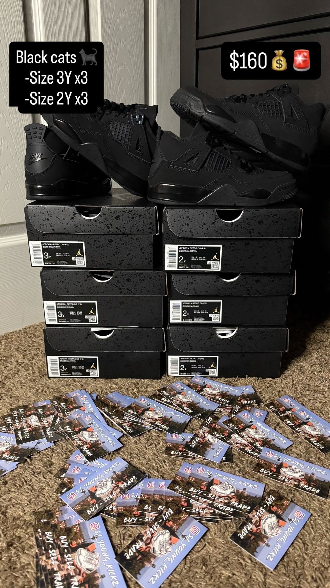 Black cat 4s Size 3y 2 left Size 2Y 3 left With receipt