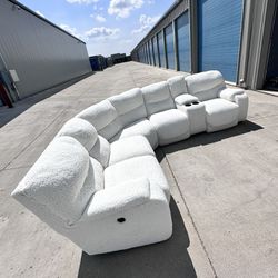 (free DSM Delivery) Sherpa White Electric Couch With USB Sectional