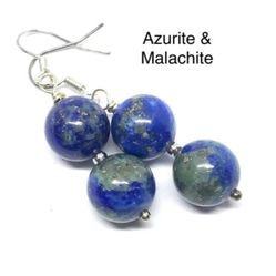 Azurite & Malachite Genuine Stone Handmade Earrings