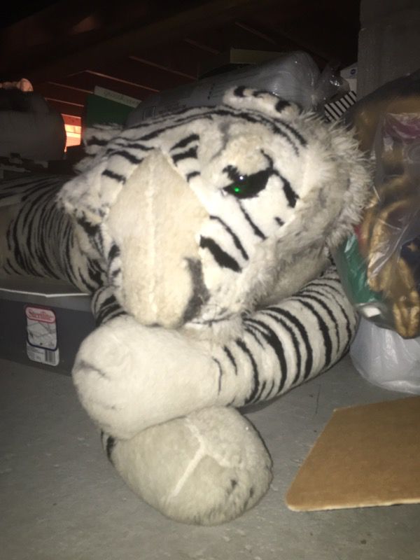 Giant stuffed white tiger - perfect gift!