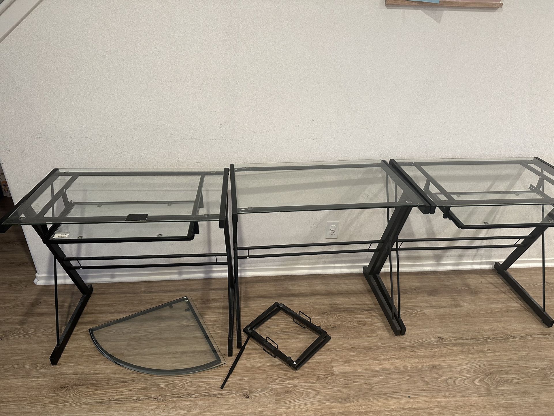 Glass Top Corner Computer Desk