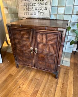 Vintage Bamboo Style Wood Cabinet  24”W x 18”D x 25”T
