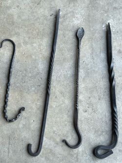 Hand-Forged Wrought Iron Fireplace Tools Set of 3