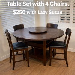 Wood Dining Table And 4 Chairs.