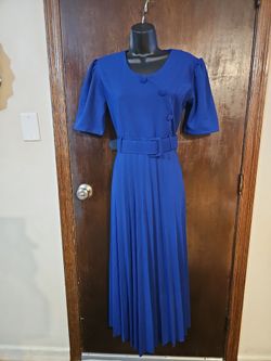 Vintage royal blue secretary-style midi dress