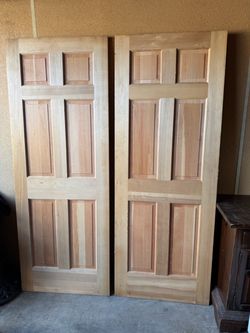 Unfinished Wood 6-Panel Interior Doors – Pair