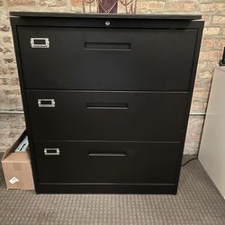 Black Lateral 3-Drawer Filing Cabinet