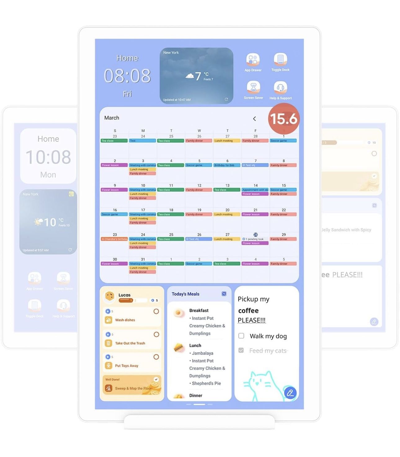 15.6'' Android Tablet Digital Calendar Wall Touch Screen Chore Chart to Do List Notepad Smart Electronic Calendar for Family Meal Planner Support All