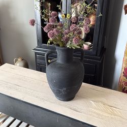 Large Distressed Vase With Flowers