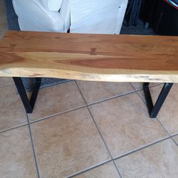 Wooden Bench with Metal Legs