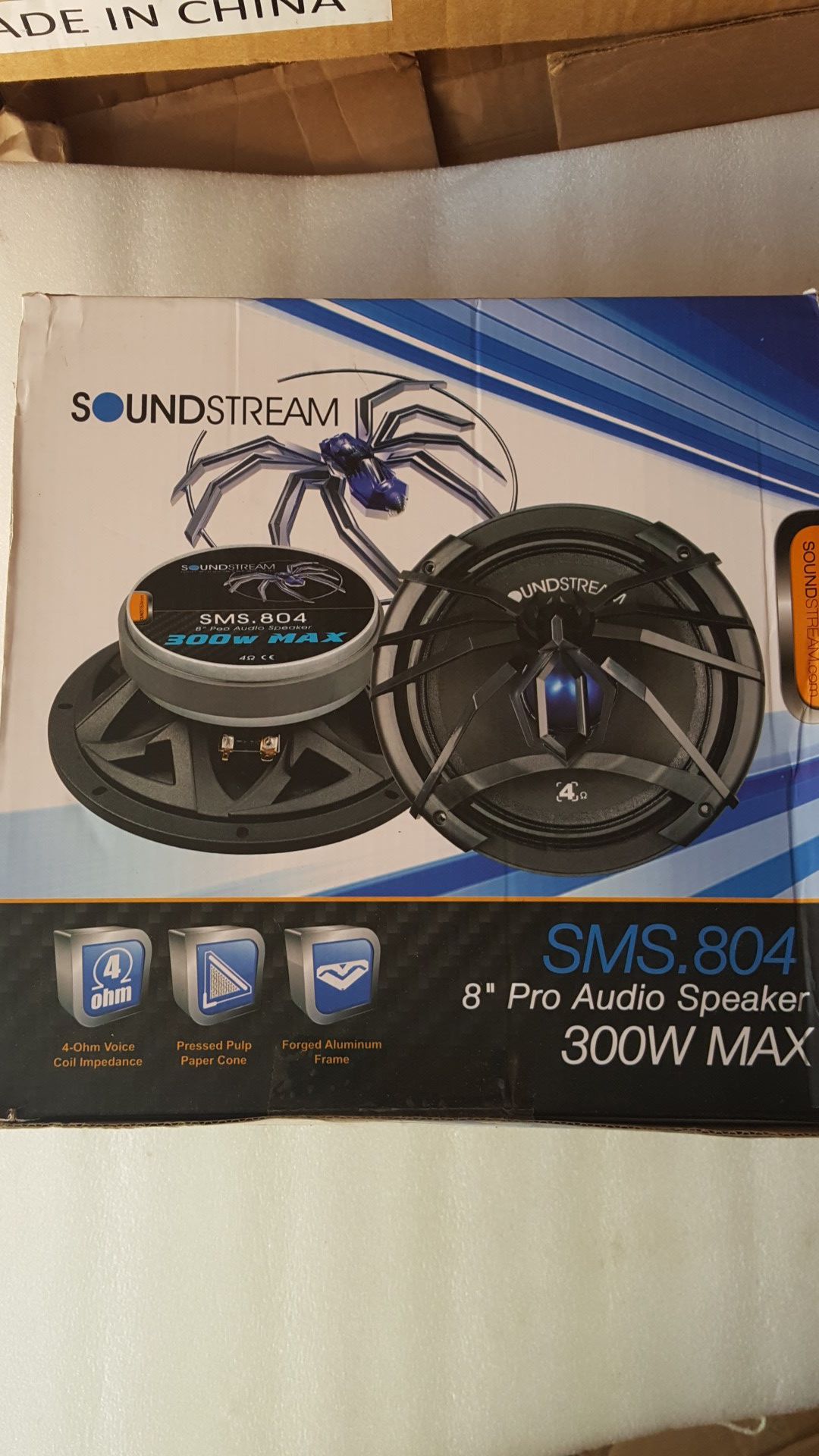 Soundstream SMS.804 8" 150W RMS Shallow Pro Audio Midrange Speaker 300W Max 4 Ohm (Each)
