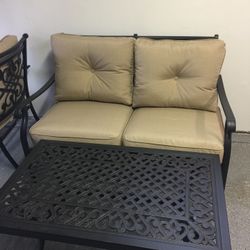 Aluminum Love Seats And Table