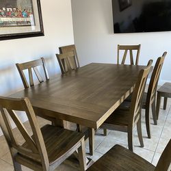 Wooden Extending  Table + 8 chairs