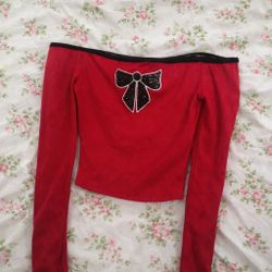 Red Off The Shoulder Bow Top