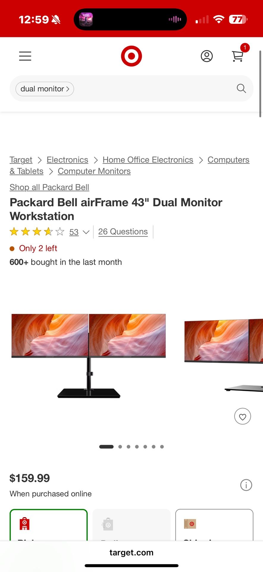 Packard Bell airFrame 43" Dual Monitor Workstation