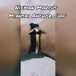 Nieman Marcus Anchor Half-Cuff Leather Bracelet