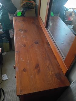 Pine 6 Drawer Dresser with Mirror and Corkboard - Moving Sale