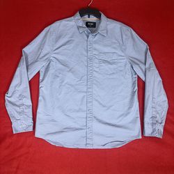 DU/ER Duer Shirt Men Medium Blue Performance Oxford Long Sleeve Button Up Pocket