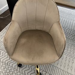 Mint Condition Velvet Office Chair with Gold Chrome Base