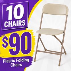 Beige plastic folding chairs