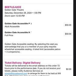 Beetlejuice tickets-Saturday Matinee 
