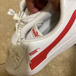 Puma Smash V2 White Red Sz12