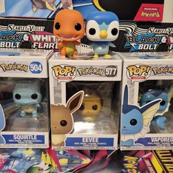 Pokemon Funko Pop Lot (Vaporeon, Eevee, Squirtle, Charmander, and Piplup)