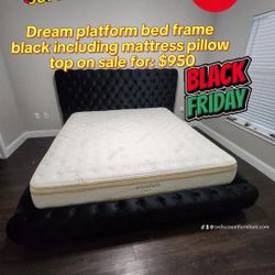King Dream Black Bed Frame With Mattress 