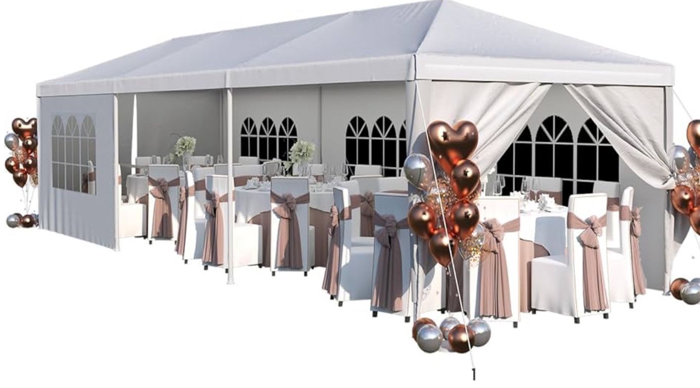 Party Tent Canopy 10'x30’ - Waterproof Wedding & Event Shelter with Removable Sidewalls White