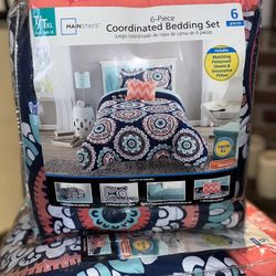NIP Mainstays 6 Piece Coordinated Color Bed Set Twin/Twin XL Mandala Design